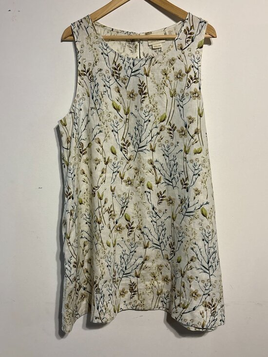 Cynthia Rowley Dresses & Skirts - Cynthia Rowley Linen Floral Print Shift Sleeveless Dress XL cottage chic casual